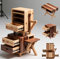 Maquette de maison en bois exquise : une exploration de mécanismes amusants, de tiroirs et d'armoires de rangement.