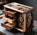 Maquette de maison en bois exquise : une exploration de mécanismes amusants, de tiroirs et d'armoires de rangement.